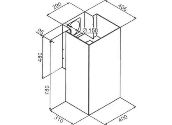 Okap przyścienny VDB CUBE-P INOX | 715 m3/h