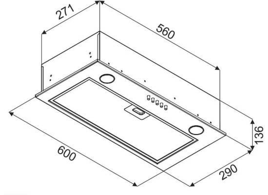 Okap do zabudowy VDB E-BOX 60 BLACK | 171 m3/h