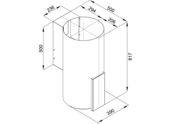 Okap przyścienny VDB TUBE-P GLASS GOLD (złoty mat)