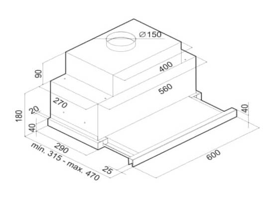 Okap teleskopowy VDB VECTOR PRO 60 WHITE